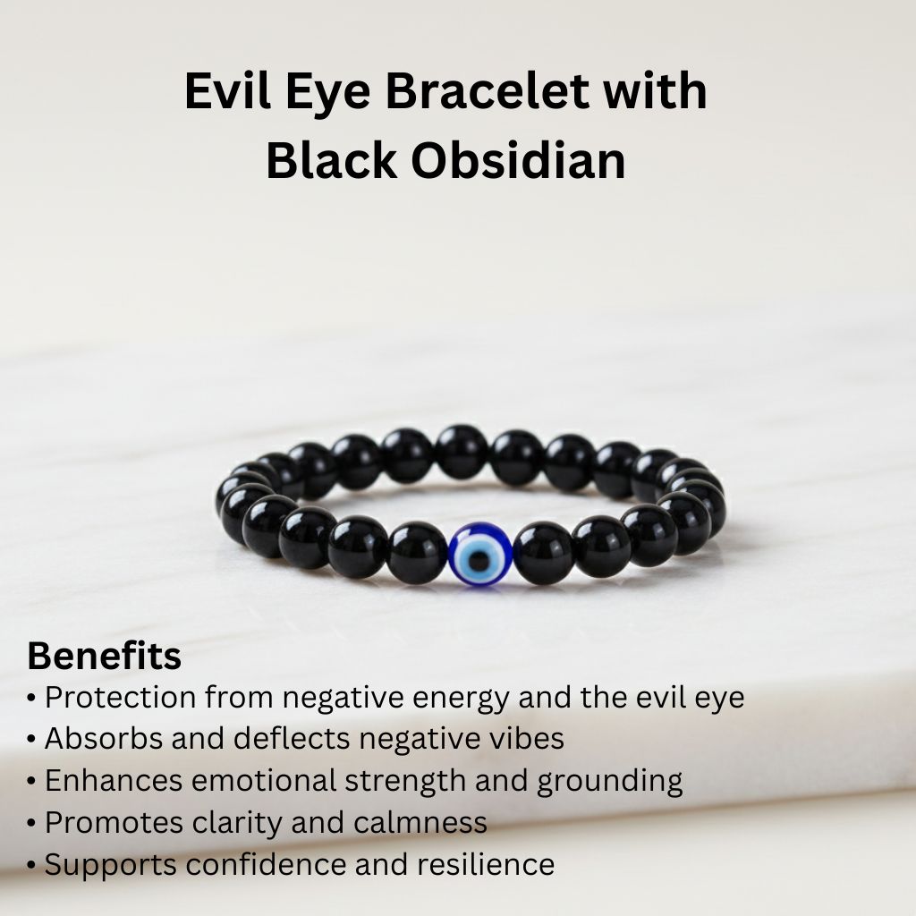 Evil Eye Bracelet with Black Obsidian - Image 2