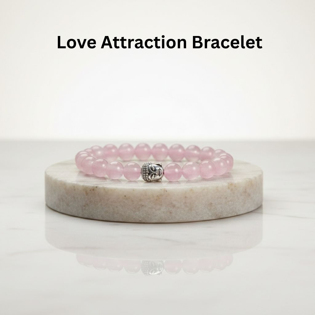 Rose Quartz Love Attraction Bracelet for heart chakra and attracting love