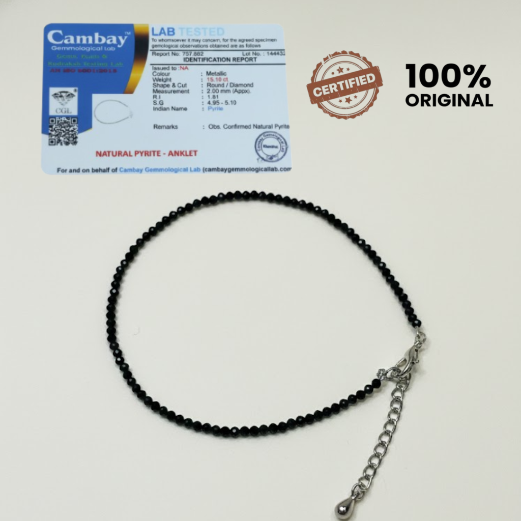 Black Tourmaline Anklet for Protection & for Negative Energy Removal (Lab Certified) - Natural Healing Crystal Anklet by Viti Creations - Image 2